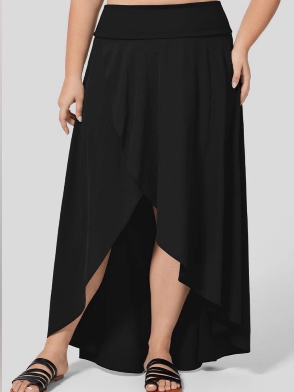 HALARA Breezeful High Low Ruffle 2-in-1 Maxi Skirt Skort Black L NWT